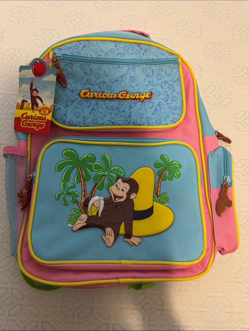 Curious George Kids Backpack in Blue and Pink